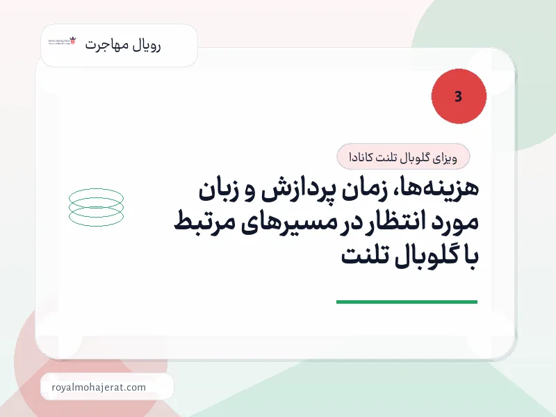 هزینه‌ها، زمان پردازش و زبان مورد انتظار در مسیرهای مرتبط با گلوبال تلنت